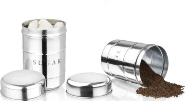 2 Pcs Stainless Steel Airtight  Tea Sugar Canister Set 700ml Each - 700ml, Stainless Steel, Airtight, Set of 2